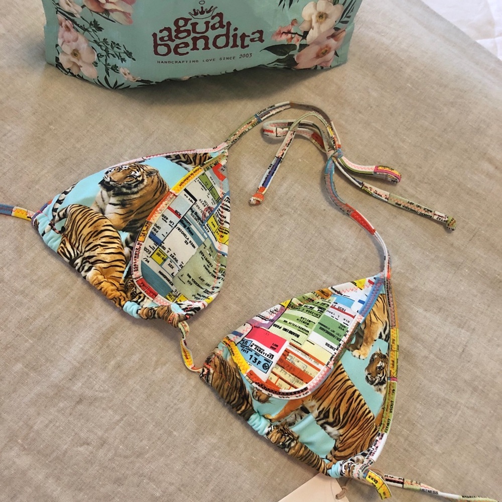 NWT Aqua Bendita Bestia Tiger Triangle Bikini Top